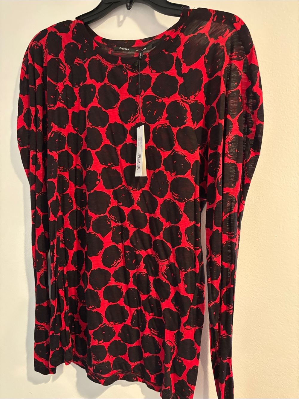 Proenza Schouler Red and Black Long-Sleeve Printed Blouse